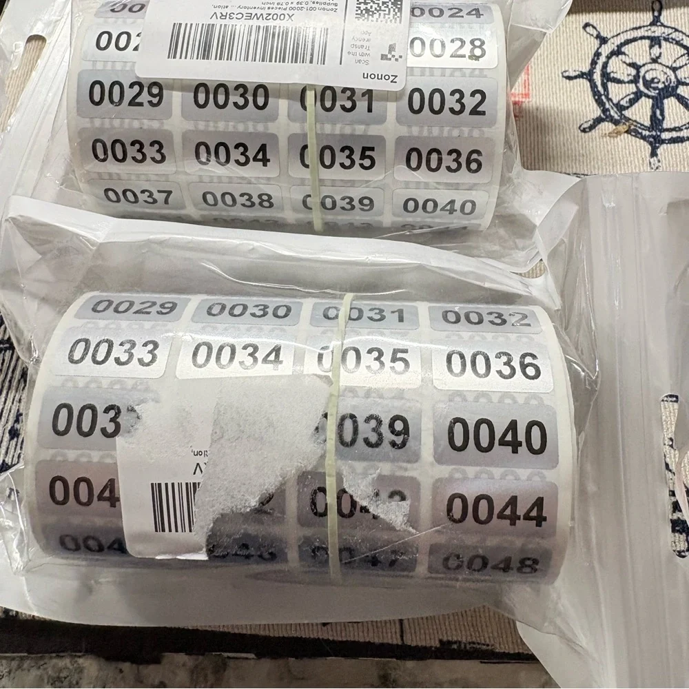 Zonon Black and White Inventory Labels-0001-2000 -NEW